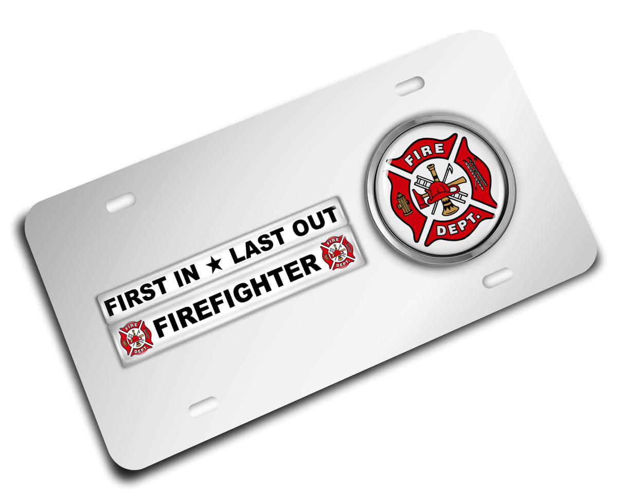 Firefighter - Stainless Steel Car License Plate